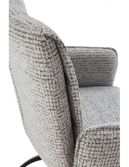 Silla giratoria MINDI con brazos, tejido gris y base metal negro