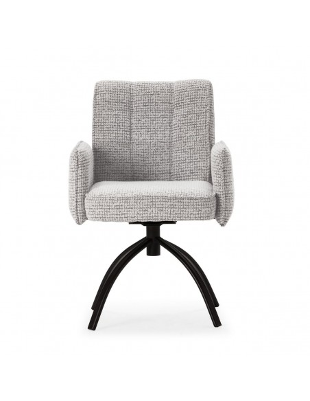 Silla giratoria MINDI con brazos, tejido gris y base metal negro