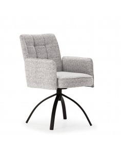 Silla giratoria MINDI con brazos, tejido gris y base...