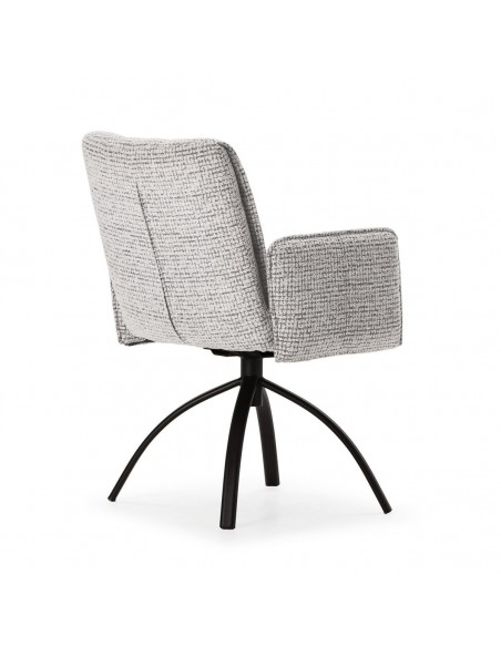 Silla giratoria MINDI con brazos, tejido gris y base metal negro