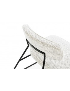 Cadeira de design ELON em tecido branco e bege, base de... 2
