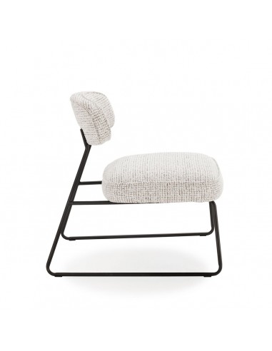 Cadeira de design ELON em tecido branco e bege,...