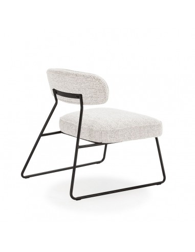 Silla de diseño ELON de tejido blanco y beige,...