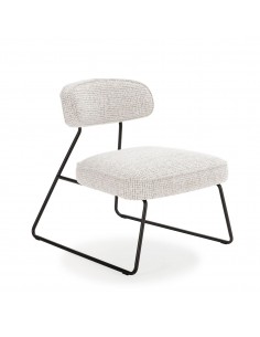 Silla de diseño ELON de tejido blanco y beige, patín...