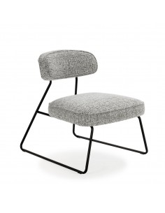 Poltrona de design ELON em tecido preto e branco, base...