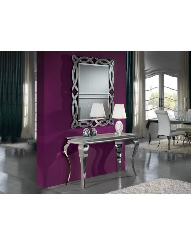 CONSOLA BARROQUE 120 x 40, acero inoxidable y cristal templado