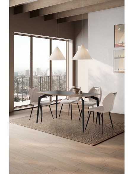 Mesa de jantar minimalista DENIA 140 x 80 preta