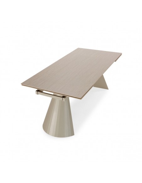 Mesa de diseño extensible PRISCA 180 (260), travertino y metal crema