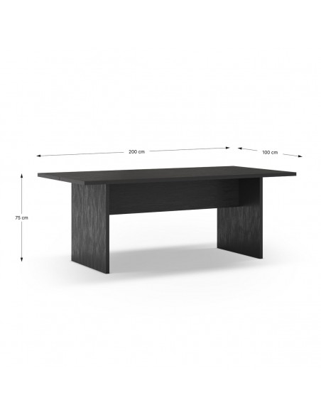 Mesa contemporânea LOANA 200 x 100, MDF preto