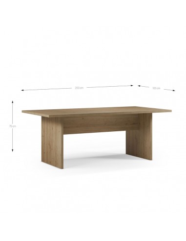 Mesa contemporânea LOANA 200 x 100, MDF carvalho