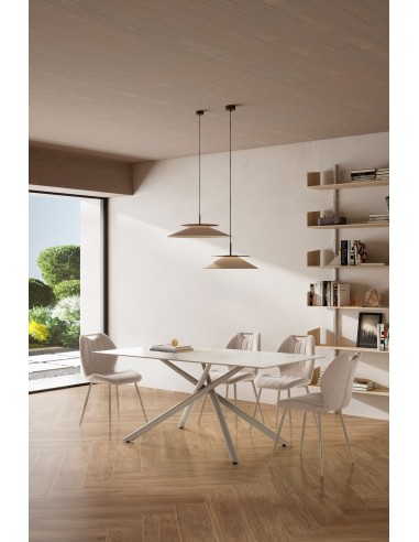 Mesa de diseño TORI 180 x 90, cerámica beige y...