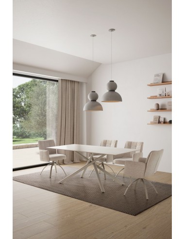 Mesa de diseño TORI 180 x 90, cerámica beige y...