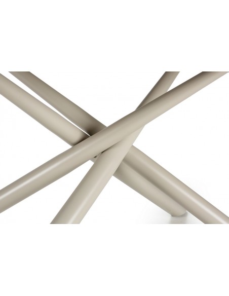 Mesa de diseño TORI 180 x 90, cerámica beige y metal crema