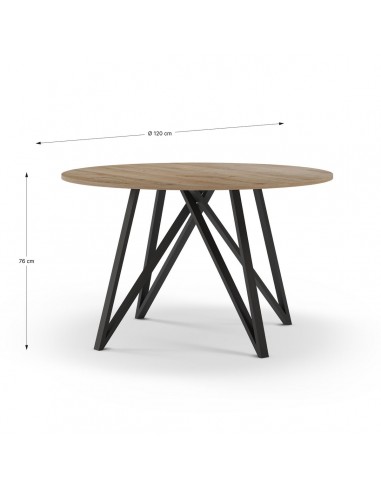 Mesa industrial redonda ILANA 120, color roble...
