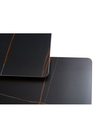 Mesa de centro MERVE 80, piedra sintetizada negro y base metal