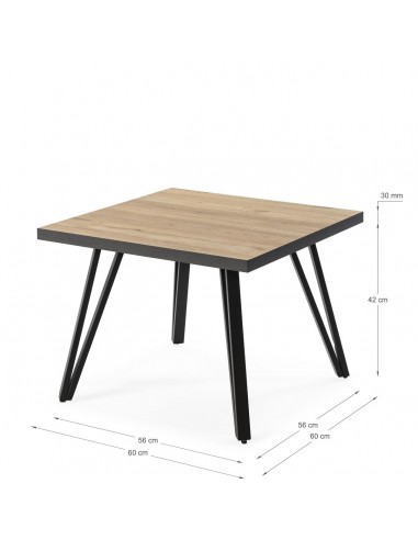 Mesa de centro SINDI 60, natural canto negro y...