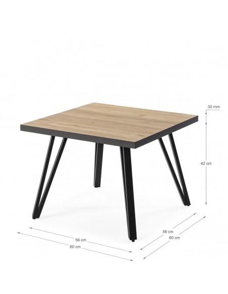 Mesa de centro SINDI 60, natural canto negro y patas de metal