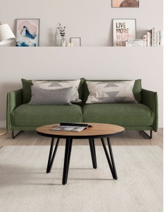 Mesa de centro redonda SINDI 80, natural, rebordo preto e... 2