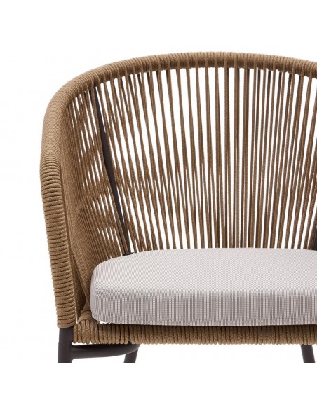 Silla Yanet para exterior, cuerda, metal