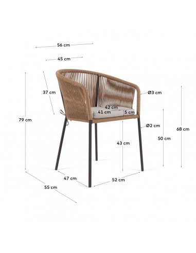 Silla Yanet para exterior, cuerda, metal