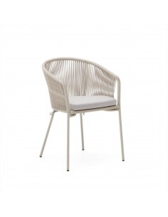 Cadeira Yanet para exterior, corda, metal