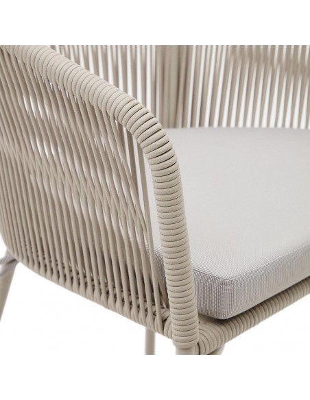 Silla Yanet para exterior, cuerda, metal