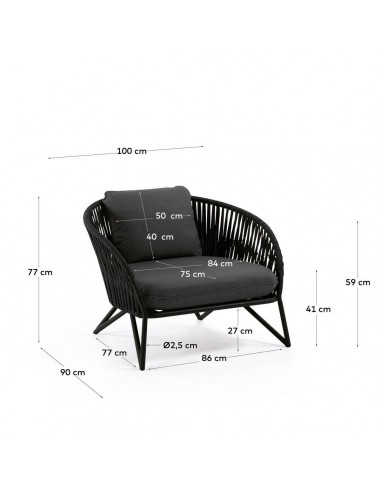 Butaca de exterior Branzie de cuerda marrón o...