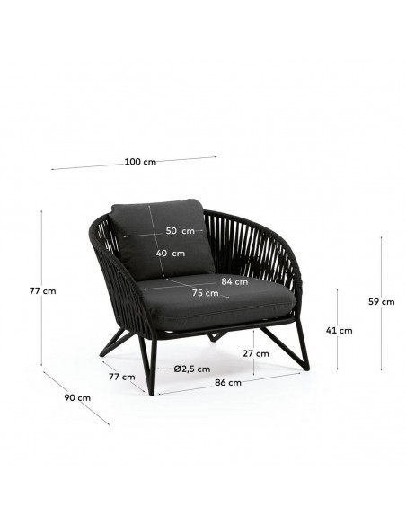 Butaca de exterior Branzie de cuerda marrón o negro