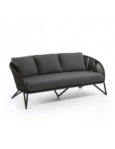 Sofá exterior Branzie, 3 lugares em corda marrom, 180 cm. 2