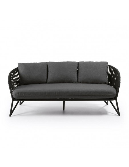 Sofá exterior Branzie, 3 lugares em corda marrom, 180 cm.