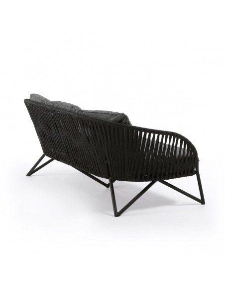 Sofá exterior Branzie, 3 lugares em corda marrom, 180 cm.