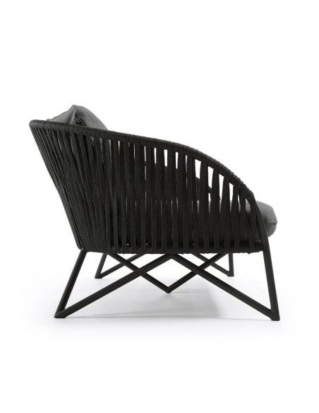 Sofá exterior Branzie, 3 lugares em corda marrom, 180 cm.