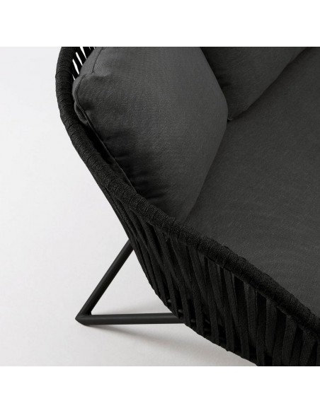 Sofá exterior Branzie, 3 lugares em corda marrom, 180 cm.