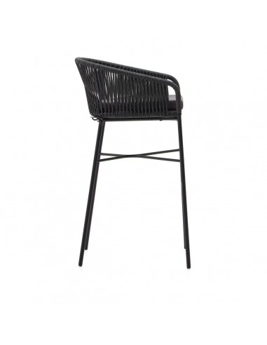 Taburete exterior Yanet em corda bege e aço...