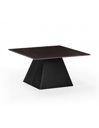 Mesa de centro MERVE 80, piedra sintetizada negro y base metal