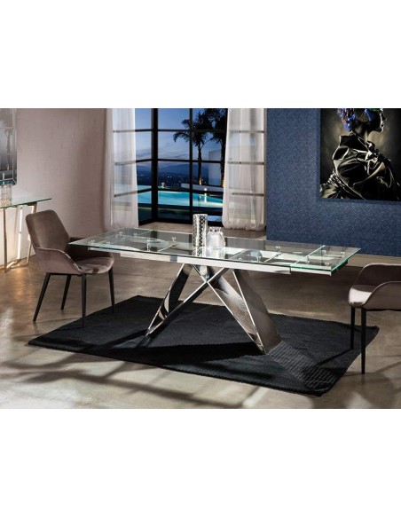 MESA COMEDOR EXTENSIBLE ACERO MIKA 160(200)