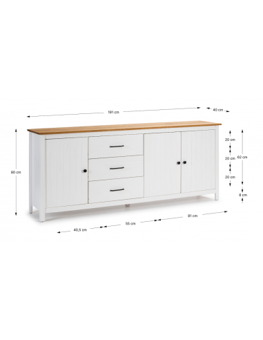 Aparador mediterrânico MIRANDA 190 x 80,...