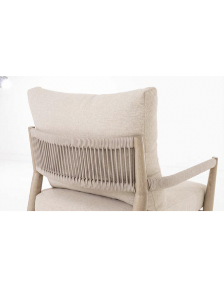 Set 4 exterior FORMENTOR, sofas y mesa de centro aluminio imitación madera y tejido beige