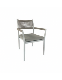 Silla de exterior MACARELLA, de aluminio blanco y asiento...