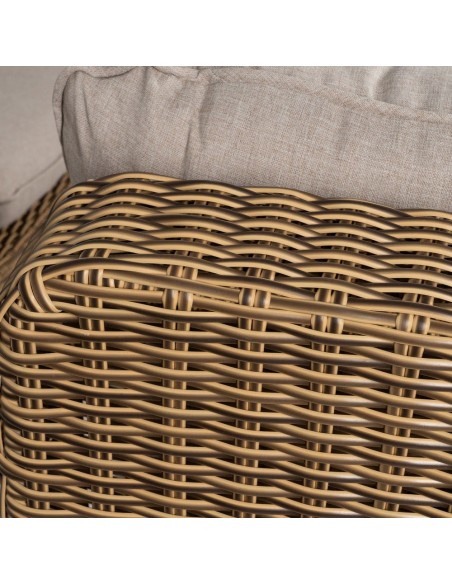 Set de sofá de 3 plazas, 2 sillones y mesa de centro, estructura de aluminio y ratán sintético