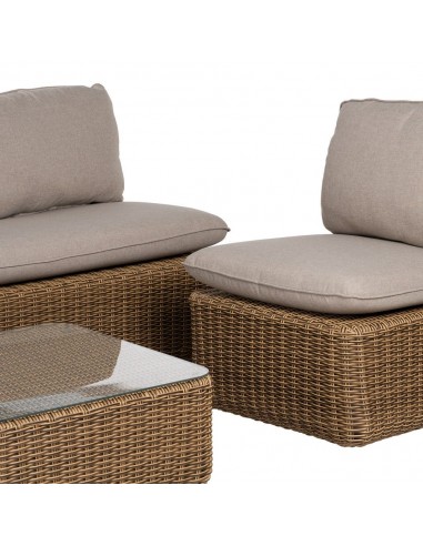 Set de sofá de 3 plazas, 2 sillones y mesa de...