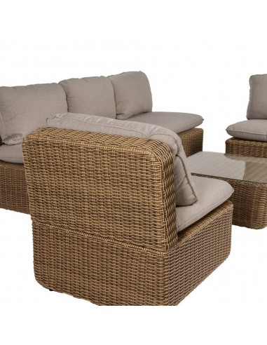 Set de sofá de 3 plazas, 2 sillones y mesa de...