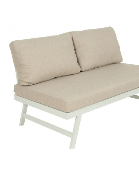 Set CALPE, 2 sofás esquineros y mesa de centro de aluminio blanco