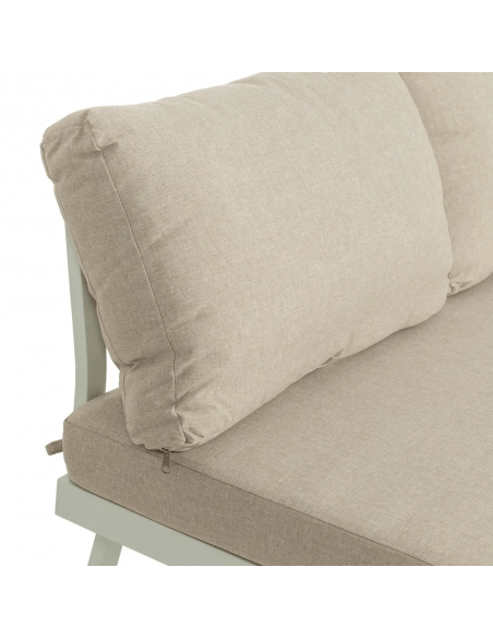 Set CALPE, 2 sofás esquineros y mesa de centro de aluminio blanco