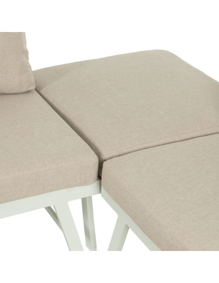 Set CALPE, 2 sofás esquineros y mesa de centro de aluminio blanco