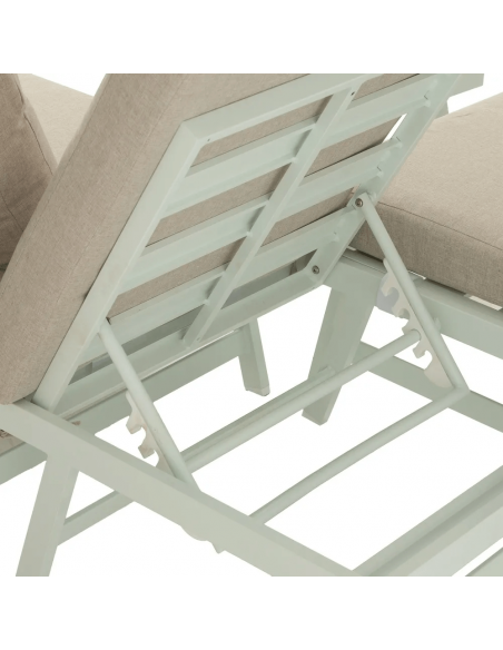 Set CALPE, 2 sofás esquineros y mesa de centro de aluminio blanco