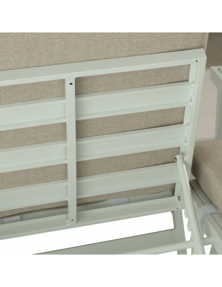 Set CALPE, 2 sofás esquineros y mesa de centro de aluminio blanco