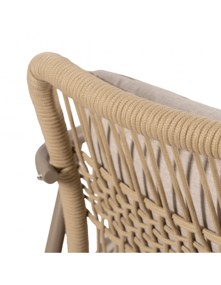 Conjunto Benidorm, 2 cadeirões, sofá de 2 lugares e mesa de centro em alumínio bege