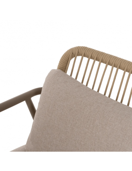 Set BENIDORM, 2 sillones, sofa de 2 plazas y mesa centro en aluminio beige