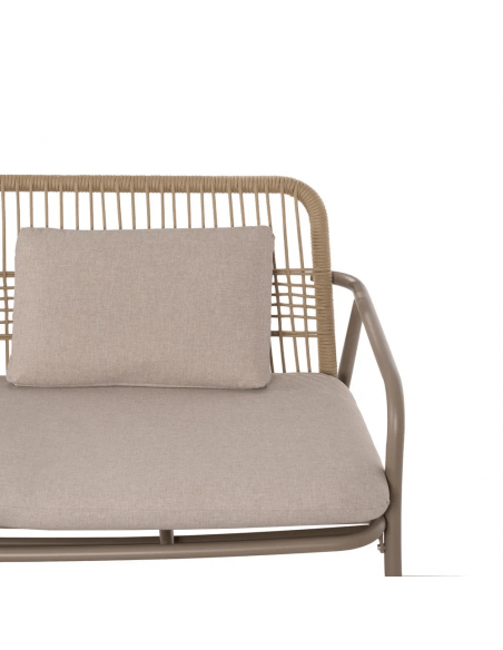 Conjunto Benidorm, 2 cadeirões, sofá de 2 lugares e mesa de centro em alumínio bege